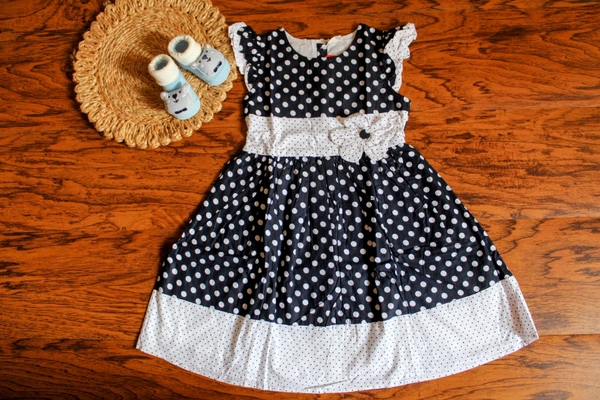 Classic Polka Dot Party Dress with Ruffle Sleeves - 4-5 year