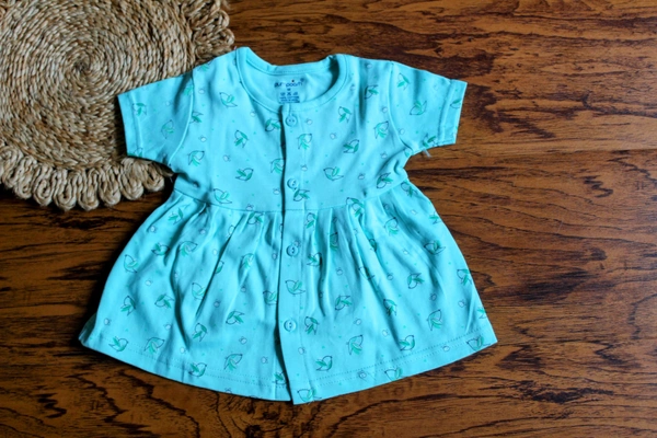 sky blue Petal Flutter Frock – Baby Girl Cotton Dress - 9-12 Month