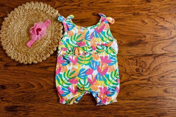 Tropical Splash Tie-Strap Romper - 6-9 Month, Tropical Splash Tie-Strap