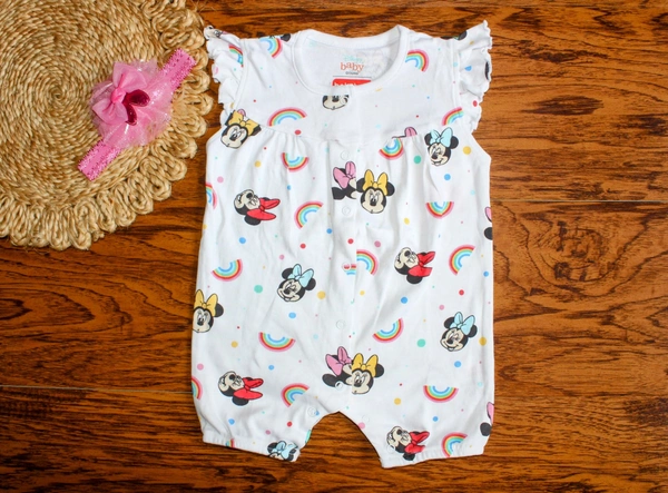 Disney Baby Girl Romper – Minnie Mouse & Rainbow Print - 3-6 Month, Minnie Mouse & Rainbow Print