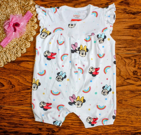 Disney Baby Girl Romper – Minnie Mouse & Rainbow Print - 3-6 Month, Minnie Mouse & Rainbow Print