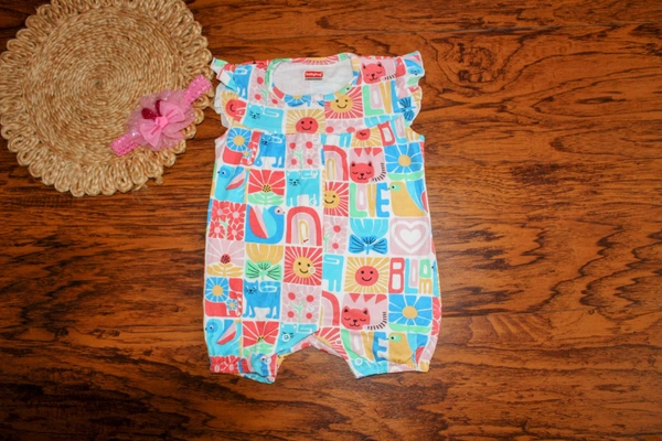  Babyhug Colorful Printed Baby Romper  - 6-9 Month, Babyhug Colorful Printed Baby Romper