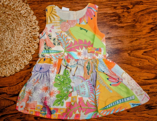 Tropical Whimsy Girls' Cotton Frock - 12-18 Month