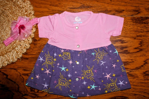 Bright Bloom Baby Frock  - 0-3 Month