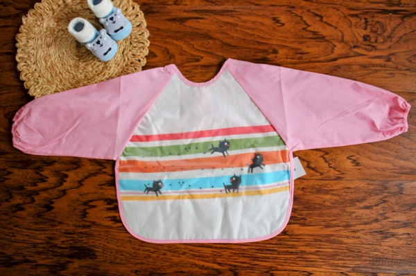  Long-Sleeve Waterproof Baby Bib – Pink Kitty Parade - 18-36 Month