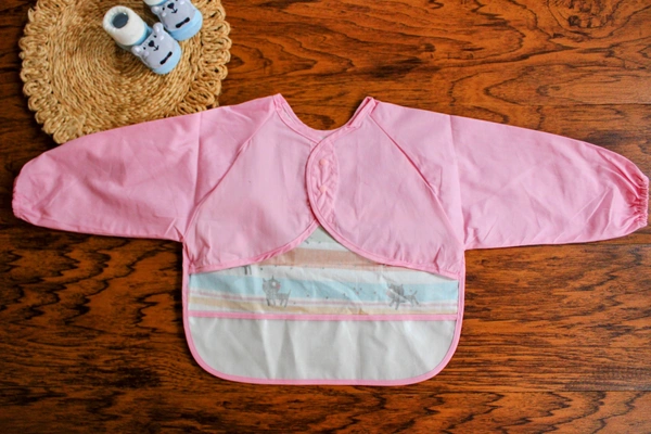  Long-Sleeve Waterproof Baby Bib – Pink Kitty Parade - 18-36 Month