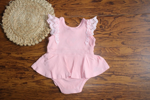 Lace Flutter Peplum Baby Romper - 6-9 Month