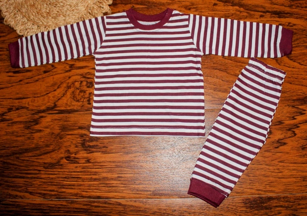 Maroon Breeze Striped Set - 6-9 Month