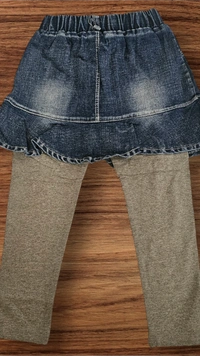 Denim Skirted Leggings with Cartoon Patch - 5-6 year