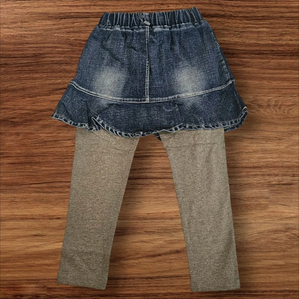 Girls' Denim Skirted Leggings with Cartoon Patch - 4-5 year