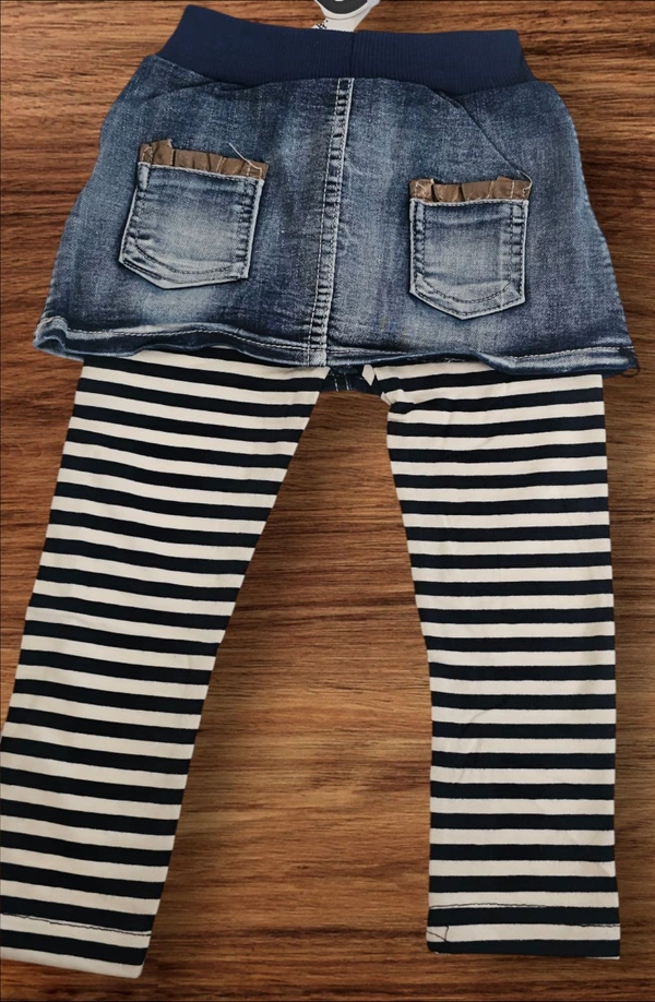 Jean Skirt Pant Set - Stripes - 4-5 year