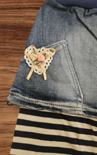 Jean Skirt Pant Set - Stripes - 4-5 year