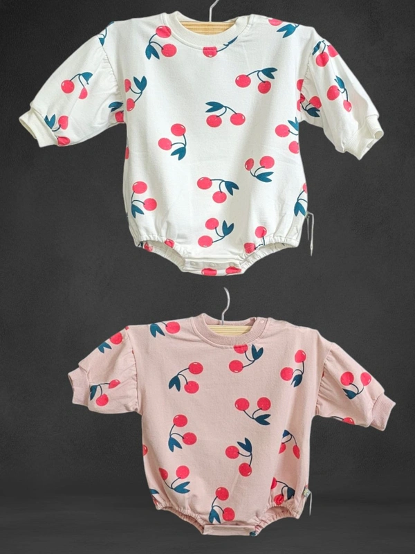 Cherry Print Romper - 9-12 Month, Sundown