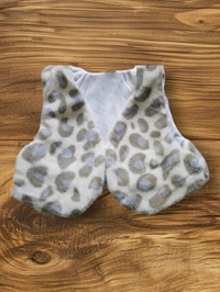 Girls' Mint Green Tulle Dress with Faux Fur Leopard Print Vest - 4-5 year