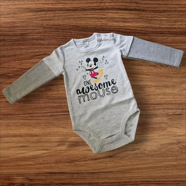Grey Full Sleeve Romper - 6-9 Month
