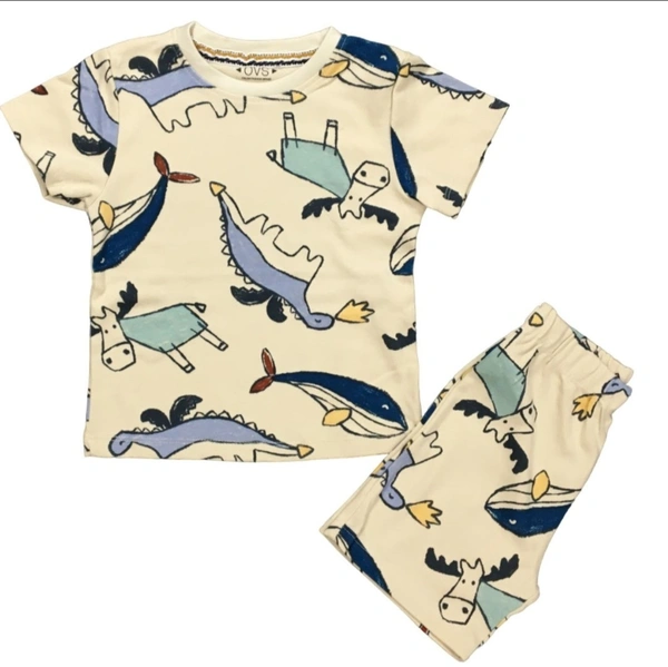 Whimsical Dino & Animal Print Kids Co-ord Set - 9-12 Month