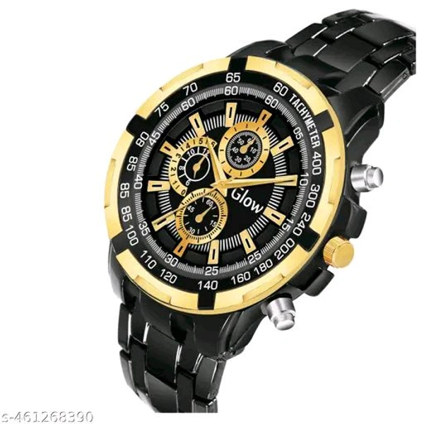 GadgetGrowe Attractive New Stylist Explorer & Business Casual party-wedding Black Metal Chain Watch With Decorative coronagraph Sub-Dials For Men & Boys