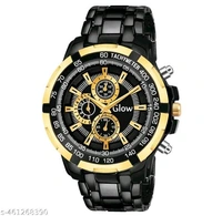 GadgetGrowe Attractive New Stylist Explorer & Business Casual party-wedding Black Metal Chain Watch With Decorative coronagraph Sub-Dials For Men & Boys