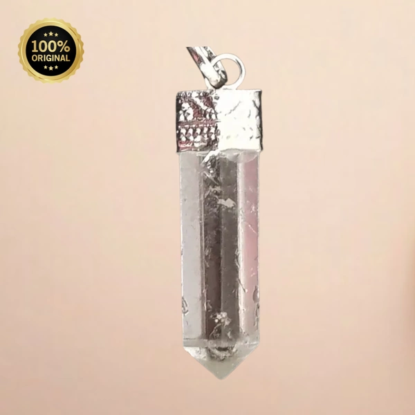 Crystal Quartz Pencil Shape Pendant For Success And Prosperity