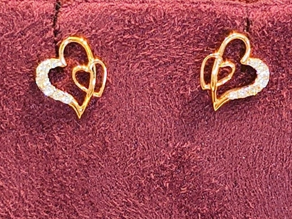 18KT ROSE GOLD DIAMOND EAR  STUDS - 1.55, 0.12