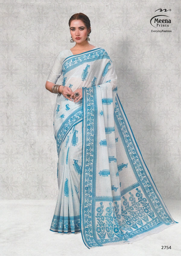 Meena Prints Wholesale 6 Meena cotton sarees bundle (549/- per piece) - 5.50 MTRS + 90 CM BLOUSE, 6 COLORS