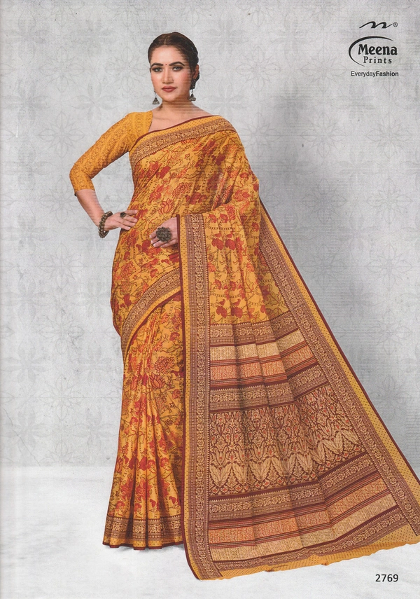 Meena Prints Original Meena cotton saree - 5.50 MTRS + 90 CM BLOUSE, Indochine