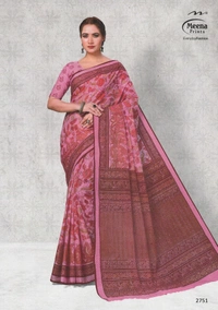 Meena Prints Wholesale 6 Meena cotton sarees bundle (549/- per piece) - 5.50 MTRS + 90 CM BLOUSE, 6 COLORS