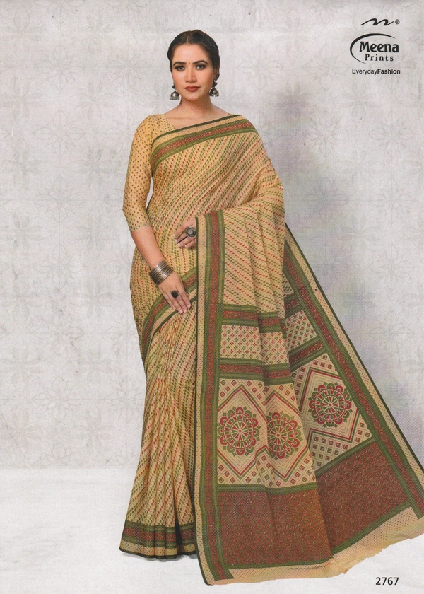 Meena Prints Wholesale 6 Meena cotton sarees bundle (549/- per piece) - 5.50 MTRS + 90 CM BLOUSE, 6 COLORS