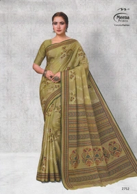 Meena Prints Wholesale 6 Meena cotton saree bundle (549/- per piece) - 5.50 MTRS + 90 CM BLOUSE, 6 COLORS