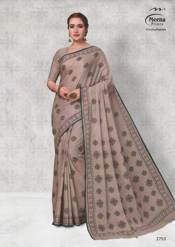 Meena Prints Original Meena cotton saree - 5.50 MTRS + 90 CM BLOUSE, Pharlap