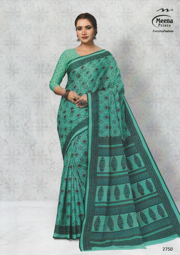 Meena Prints Original Meena cotton saree - 5.50 MTRS + 90 CM BLOUSE, Tradewind
