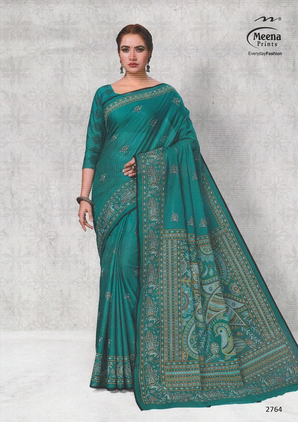 Meena Prints Wholesale  6 Meena cotton sarees bundle (549/- per piece) - 5.50 MTRS + 90 CM BLOUSE, 6 COLORS