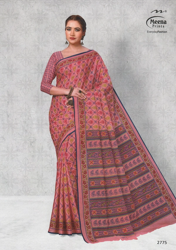 Meena Prints Original Meena cotton saree - 5.50 MTRS + 90 CM BLOUSE, Geraldine