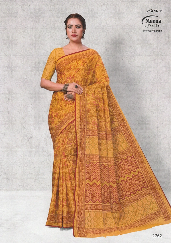 Meena Prints Wholesale 6 Meena cotton saree bundle (549/- per piece) - 5.50 MTRS + 90 CM BLOUSE, 6 COLORS