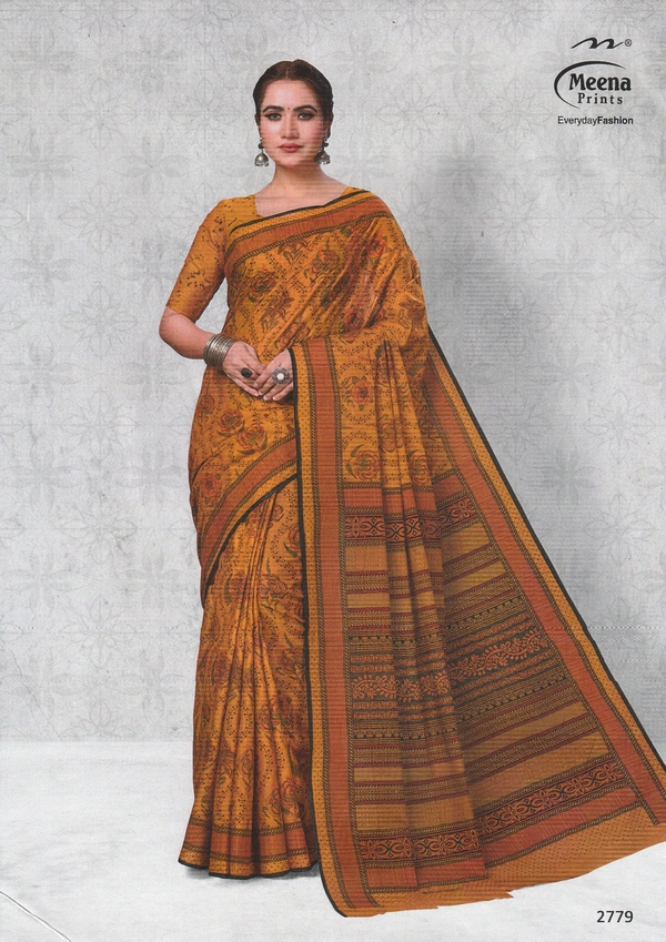 Meena Prints Wholesale  6 Meena cotton sarees bundle (549/- per piece) - 5.50 MTRS + 90 CM BLOUSE, 6 COLORS