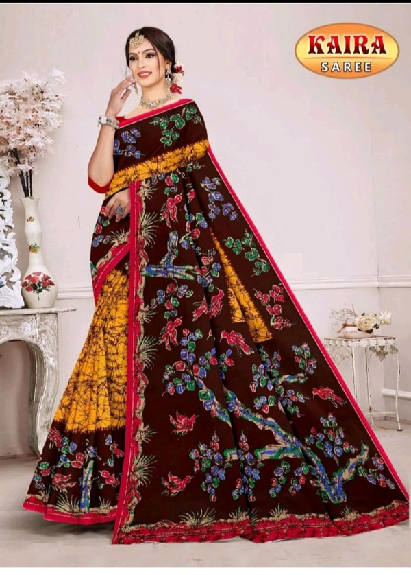 Name-Kaira, Cotton Saree - With blouse Saree 5.4m, Pirate Gold