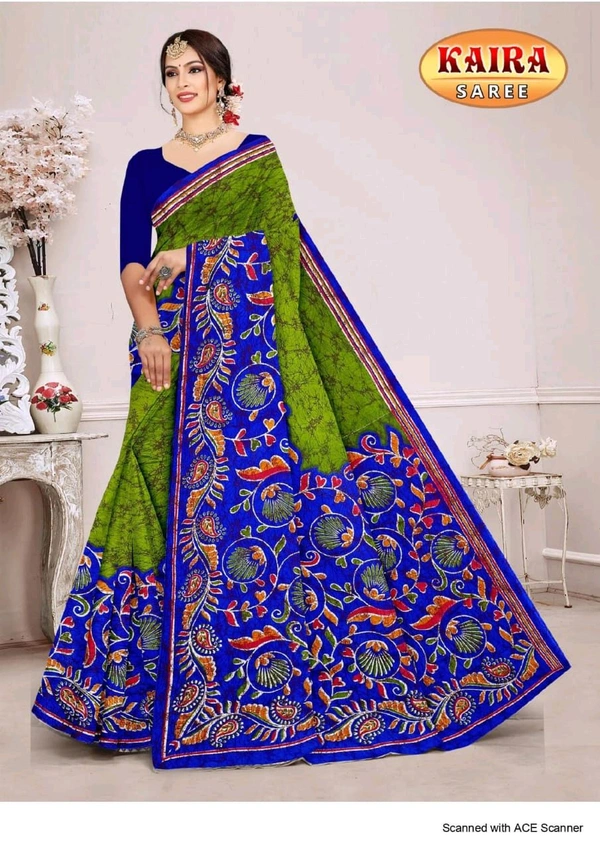 Batik Special Kaira, Cotton Saree - Japanese Laurel