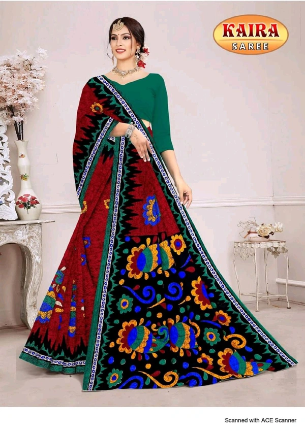 Batik Special Kaira, Cotton Saree - Cherrywood