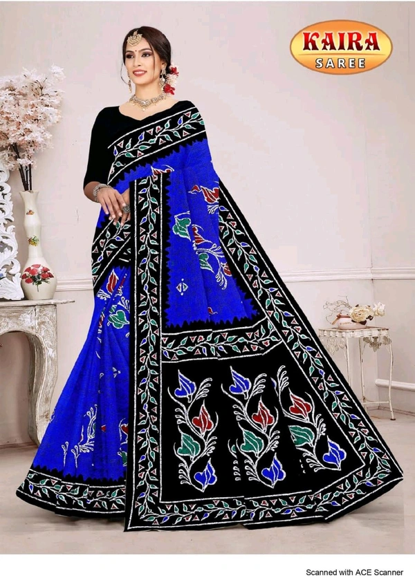 Batik Special Kaira, Cotton Saree - Dark Blue
