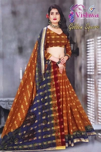 Whole Sale Bisket Butta Cotton Saree Bundle Set - 1 - 5.50 MTRS + 90 CM BLOUSE