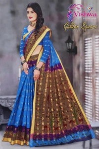 Whole Sale Bisket Butta Cotton Saree Bundle Set - 1 - 5.50 MTRS + 90 CM BLOUSE