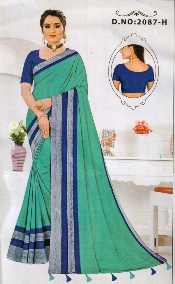 Satyabhama Ready Made Blouse With Saree - 5.50 MTRS + XXL Blouse