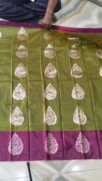 Banaras Pttu With Contrast Border (8 Color Variants)  - Fresh Eggplant