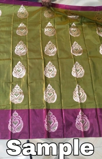 Banaras Pttu With Contrast Border (8 Color Variants)  - Deep Fir