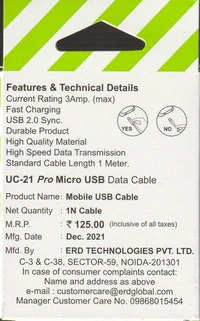 ERD Micro USB Data Cable