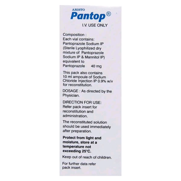 Aristo Pharmaceuticals Pvt Ltd  Pantop Injection - 40mg