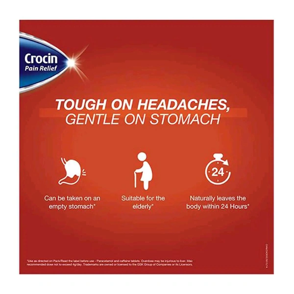 GLAXOSMITHKLINE PHARMACEUTICALS LTD Crocin Pain Relief - 15 Tablets
