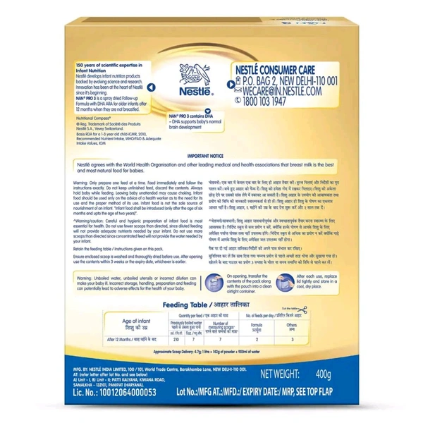 NESTLE INDIA LTD Nan Pro Follow-up Formula Stage 1 Powder - Stage 3