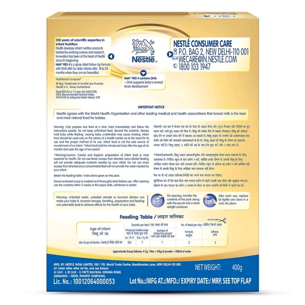 NESTLE INDIA LTD Nan Pro Follow-up Formula Stage 1 Powder - Stage 4