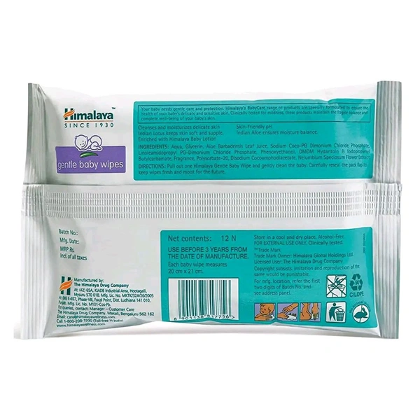 The Himalaya Drug Company Himalaya Gentle Baby Wipes - 12 Wipes